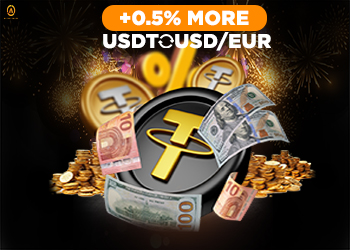 Get extra 0.5% USD/EUR to 1.10 when exchanging USDT