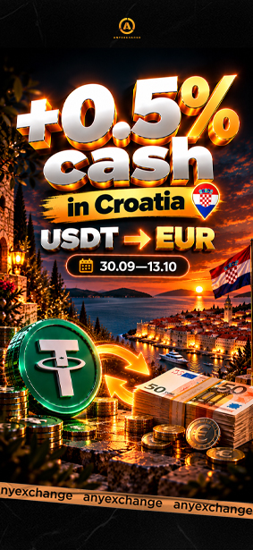 +0.5% cash to 13.10 to your USDT exchange in Croatia
