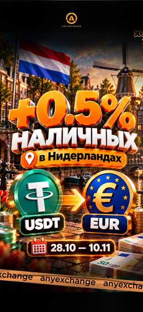 +0.5% наличных к вашему обмену USDT в Нидерландах