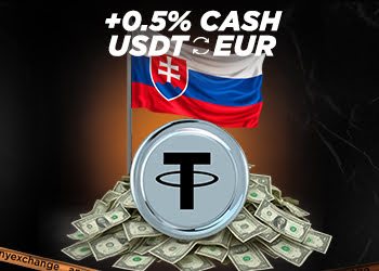 Отримуйте +0.5% готівки до вашого обміну USDT в Словаччині до 16.09