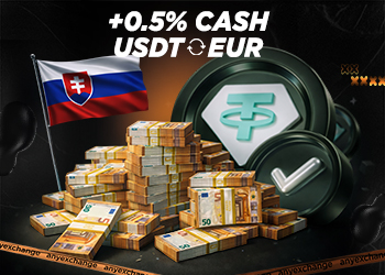 Получайте +0.5% наличных к вашему обмену USDT в Словакии до 17.02