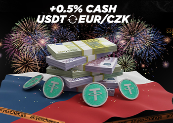 Get +0.5% cash to 31.03 to your USDT exchange in the Czech Republic