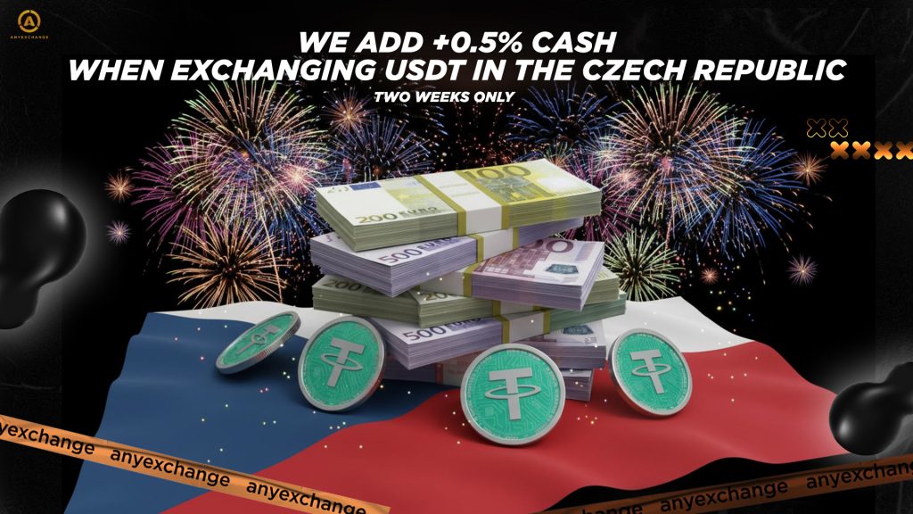 Get +0.5% cash to 31.03 to USDT exchange in the Czech 