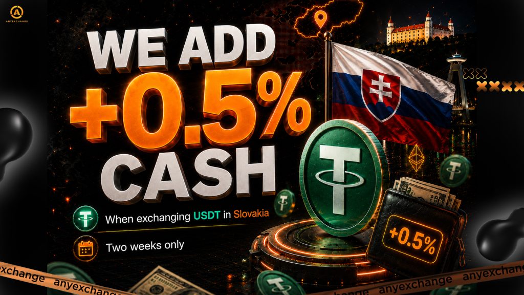 +0.5% cash to 7.07 to USDT exchange in Slovakia