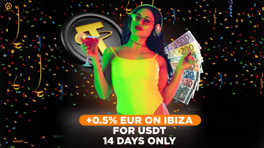 Extra 0.5% in EUR for exchanging USDT in Ibiza to 9.07